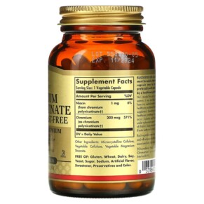 Thành phần vi chất của Solgar Chromium Polynicotinate 200 mcg 100 Vegetable Capsules 033984008762