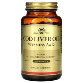 Thực phẩm chức năng Solgar Cod Liver Oil Vitamins A & D 250 Softgels 033984009417