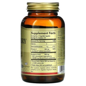Thành phần vi chất của Solgar Cranberry Plus Ester-C 60 Vegetable Capsules 033984314054