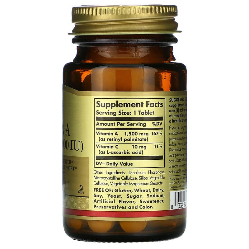 Solgar Dry Vitamin A 1.500 mcg (5.000 IU) 100 Tablets 2 Thành phần vi chất của Solgar Dry Vitamin A 1.500 mcg (5.000 IU) 100 Tablets 033984028203