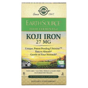 Thực phẩm chức năng Solgar EarthSource Food Fermented Koji Iron 27 mg 30 Vegetable Capsules 033984005341