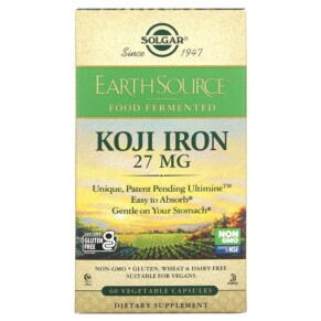 Thực phẩm chức năng Solgar EarthSource Food Fermented Koji Iron 27 mg 60 Vegetable Capsules 033984005358