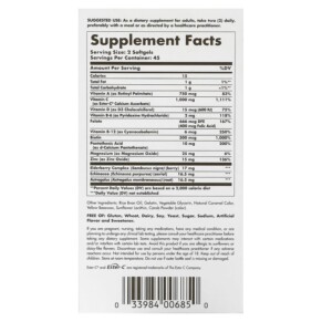 Thành phần vi chất của Solgar Ester-C Plus Immune Complex 90 Softgels 033984006850