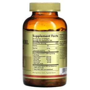 Thành phần vi chất của Solgar Flaxseed Oil 625 mg 170 Softgels 033984303928