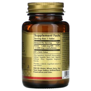Thành phần vi chất của Solgar Folate 1.000 mcg 120 Tablets 033984535961