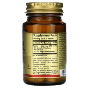 Thành phần vi chất của Solgar Folate 1.000 mcg 60 Tablets 033984535954