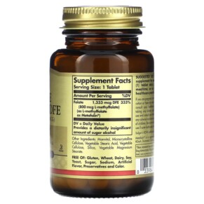 Thành phần vi chất của Solgar Folate 1.333 mcg DFE 100 Tablets 033984019454