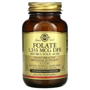 Thực phẩm chức năng Solgar Folate 800 mcg 250 Vegetable Capsules 033984010925
