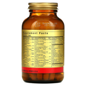 Thành phần vi chất của Solgar Formula V VM-75 Multiple Vitamins with Chelated Minerals 90 Tablets 033984011823