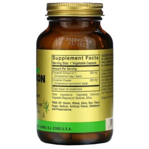 Thành phần vi chất của Solgar Full Potency Herbs Cinnamon 100 Vegetable Capsules 033984008779