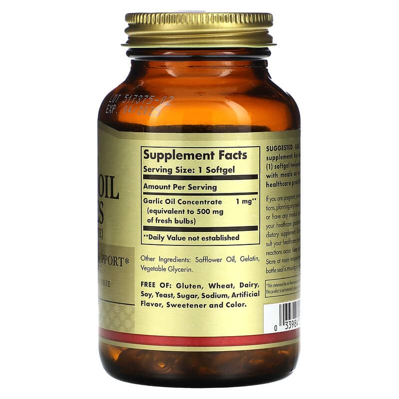 Solgar Garlic Oil Perles Concentrate 250 Softgels 2 Thành phần vi chất của Solgar Garlic Oil Perles Concentrate 250 Softgels 033984012219