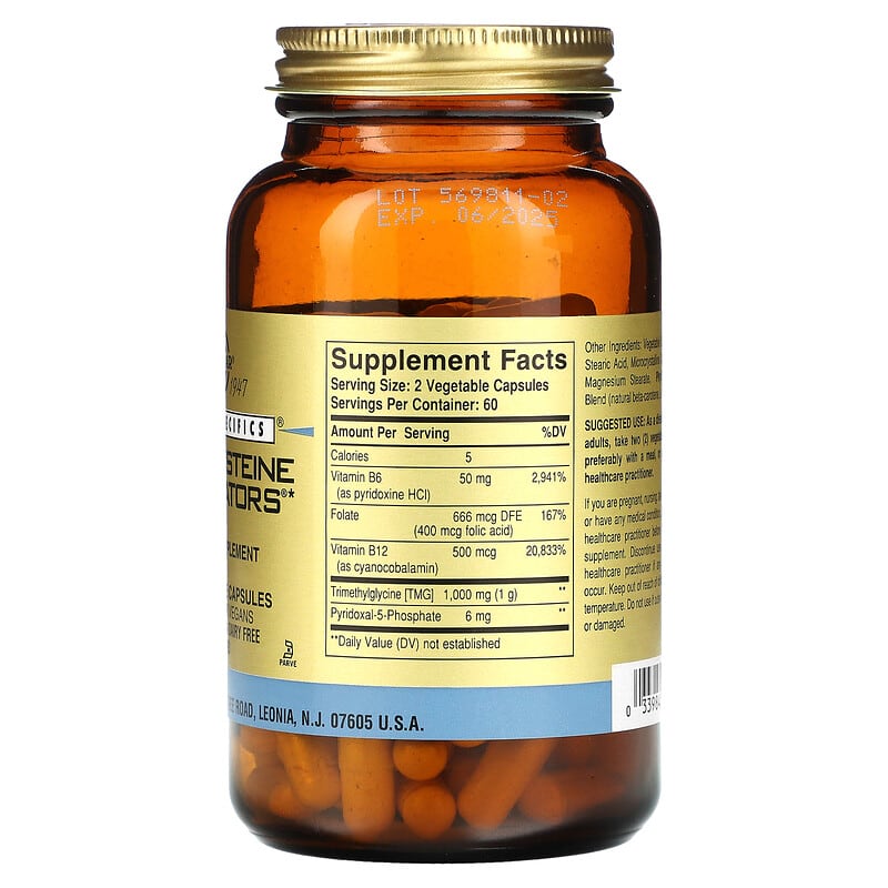 Solgar Gold Specifics Homocysteine Modulators 120 Vegetable Capsules 2 Thành phần vi chất của Solgar Gold Specifics Homocysteine Modulators 120 Vegetable Capsules 033984014114