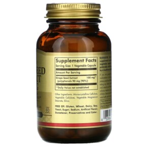 Thành phần vi chất của Solgar Grape Seed Extract 100 mg 60 Vegetable Capsules 033984013568
