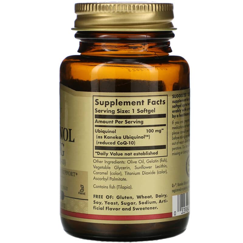 Solgar Kosher Ubiquinol 100 mg 60 Softgels 2 Thành phần vi chất của Solgar Kosher Ubiquinol 100 mg 60 Softgels 033984005389