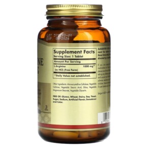 Thành phần vi chất của Solgar L-Arginine Free Form 1.000 mg 90 Tablets 033984001503