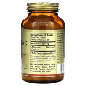 Thành phần vi chất của Solgar L-Glutamine 1.000 mg 60 Tablets 033984012547