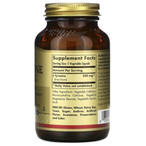 Thành phần vi chất của Solgar L-Tyrosine 500 mg 100 Veggie Caps 033984027619