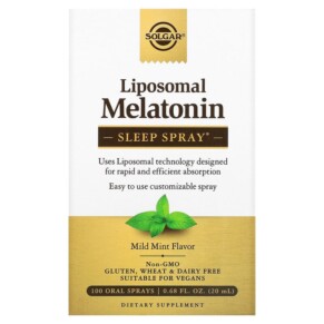 Thực phẩm chức năng Solgar Liposoman Melatonin Sleep Spray Mild Mint 100 Oral Sprays 0.68 fl oz (20 ml) 033984304161