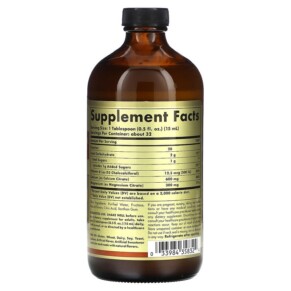 Thành phần vi chất của Solgar Liquid Calcium Magnesium Citrate with Vitamin D3 Orange-Vanilla 16 fl oz (473 ml) 033984358324