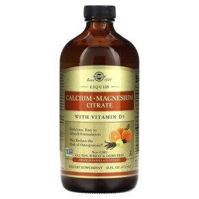 Thực phẩm chức năng Solgar Liquid Calcium Magnesium Citrate with Vitamin D3 Orange-Vanilla 16 fl oz (473 ml) 033984358324