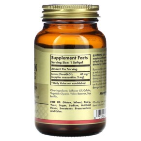Thành phần vi chất của Solgar Lutein 40 mg 30 Softgels 033984016774