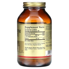 Thành phần vi chất của Solgar Magnesium Citrate 120 Tablets 033984592056