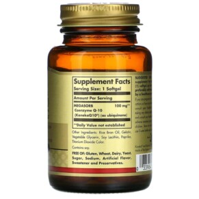 Thành phần vi chất của Solgar Megasorb CoQ-10 100 mg 60 Softgels 033984009523