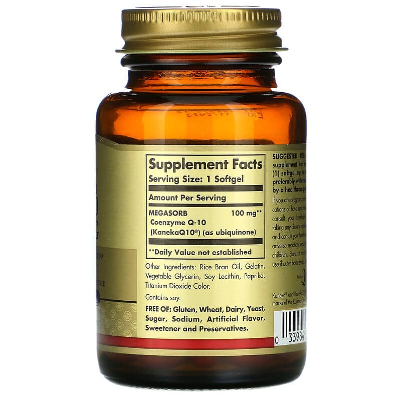 Solgar Megasorb CoQ-10 100 mg 60 Softgels 2 Thành phần vi chất của Solgar Megasorb CoQ-10 100 mg 60 Softgels 033984009523