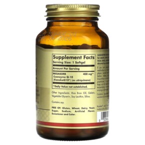 Thành phần vi chất của Solgar Megasorb CoQ-10 400 mg 60 Softgels 033984009752
