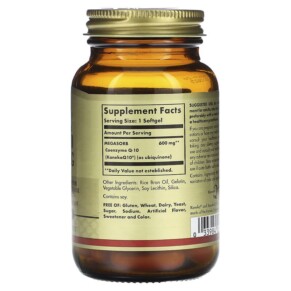 Thành phần vi chất của Solgar Megasorb CoQ-10 600 mg 30 Softgels 033984009707