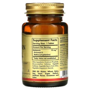 Thành phần vi chất của Solgar Melatonin 10 mg 60 Tablets 033984019560