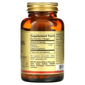 Thành phần vi chất của Solgar Melatonin 5 mg 120 Nuggets 033984019379