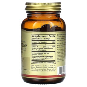 Thành phần vi chất của Solgar Naturally Sourced Oceanic Beta-Carotene 7.500 mcg (25.000 IU) 90 Softgels 033984020313