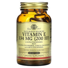 Thực phẩm chức năng Solgar Naturally Sourced Vitamin E 134 mg (200 IU) 100 Softgels 033984035010
