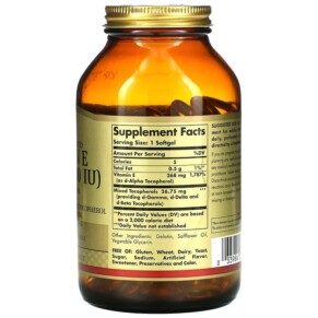 Thành phần vi chất của Solgar Naturally Sourced Vitamin E 268 mg (400 IU) 250 Softgels 033984035423