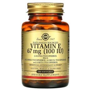 Thực phẩm chức năng Solgar Naturally Sourced Vitamin E 67 mg (100 IU) 100 Softgels 033984034617