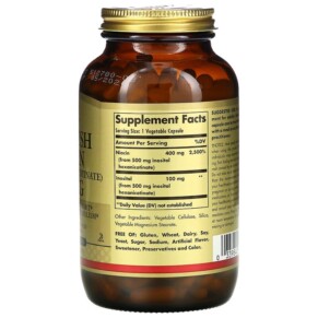 Thành phần vi chất của Solgar No-Flush Niacin 500 mg 250 Vegetable Capsules 033984019126
