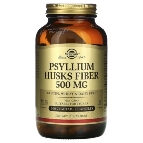 Thực phẩm chức năng Solgar Psyllium Husks Fiber 500 mg 200 Vegetable Capsules 033984023154