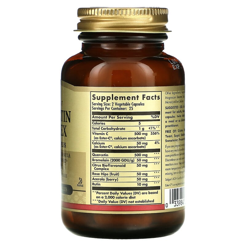 Solgar Quercetin Complex with Ester-C Plus 50 Vegetable Capsules 2 Thành phần vi chất của Solgar Quercetin Complex with Ester-C Plus 50 Vegetable Capsules 033984023185