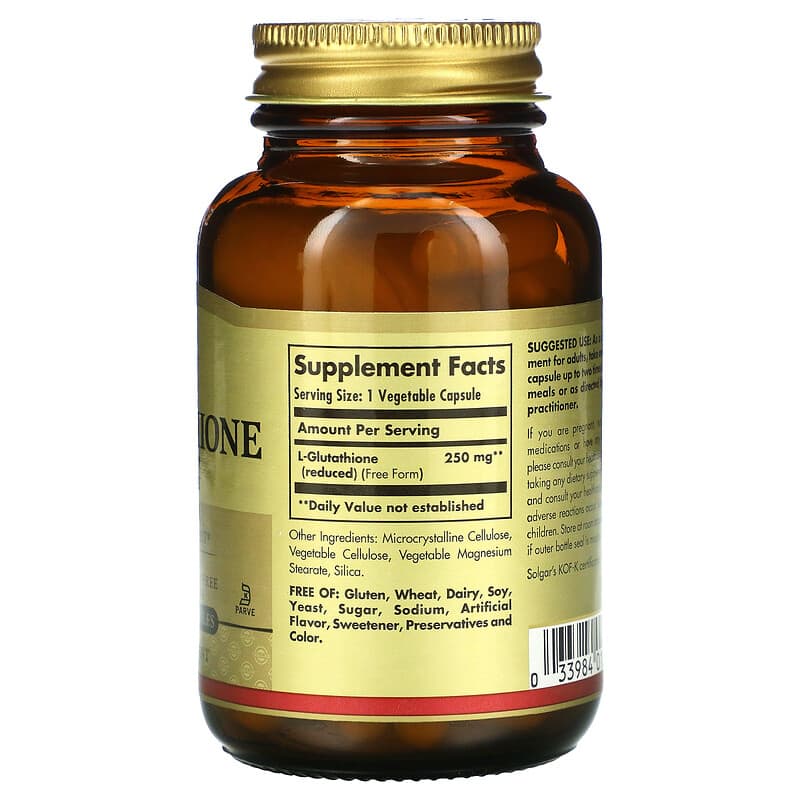 Solgar Reduced L-Glutathione 250 mg 60 Vegetable Capsules 2 Thành phần vi chất của Solgar Reduced L-Glutathione 250 mg 60 Vegetable Capsules 033984013513