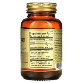 Thành phần vi chất của Solgar Resveratrol 250 mg 30 Softgels 033984023369