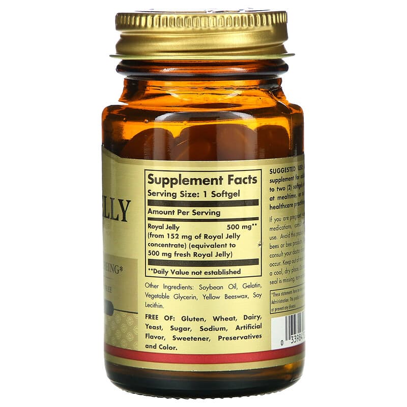 Solgar Royal Jelly 500 60 Softgels 2 Thành phần vi chất của Solgar Royal Jelly 500 60 Softgels 033984024311