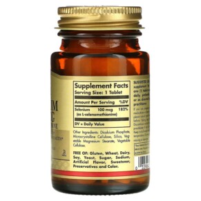 Thành phần vi chất của Solgar Selenium Yeast-Free 100 mcg 100 Tablets 033984025516