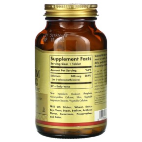 Thành phần vi chất của Solgar Selenium Yeast-Free 200 mcg 250 Tablets 033984025585