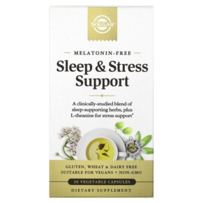 Thực phẩm chức năng Solgar Sleep & Stress Support 30 Vegetable Capsules 033984303195