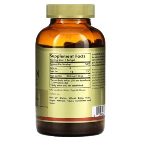 Thành phần vi chất của Solgar Soya Lecithin 1360 mg 180 Softgels 033984303942