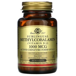 Thực phẩm chức năng Solgar Sublingual Methylcobalamin (Vitamin B12) 1.000 mcg 60 Nuggets 033984019515