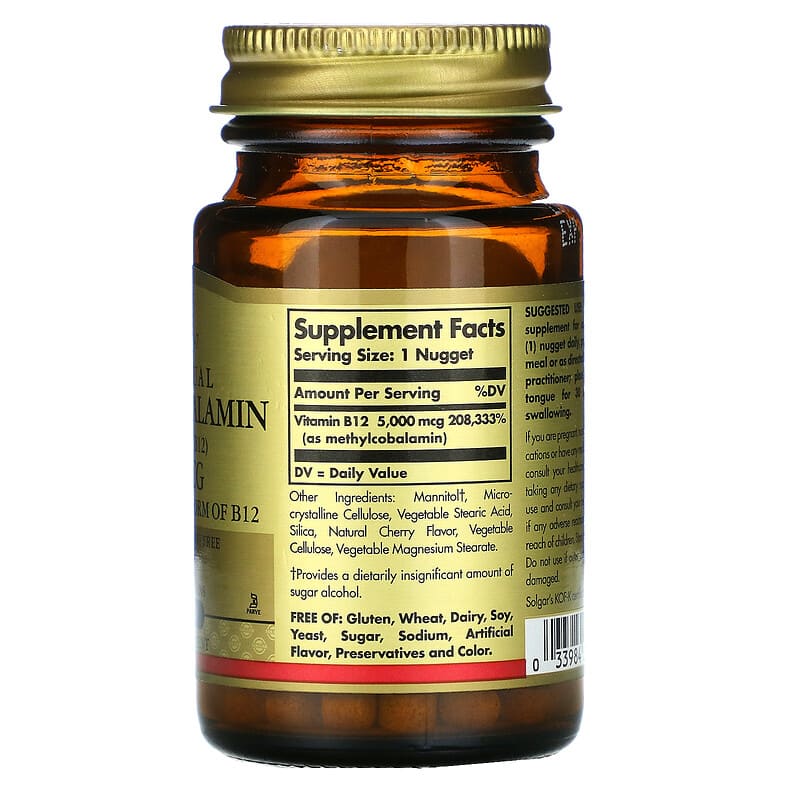 Solgar Sublingual Methylcobalamin (Vitamin B12) 5.000 mcg 30 Nuggets 2 Thành phần vi chất của Solgar Sublingual Methylcobalamin (Vitamin B12) 5.000 mcg 30 Nuggets 033984019584