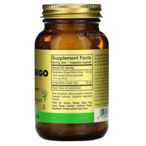 Thành phần vi chất của Solgar Super Ginkgo 120 Vegetable Capsules 033984039155