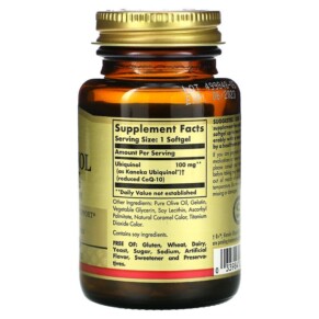 Thành phần vi chất của Solgar Ubiquinol (Reduced CoQ10) 100 mg 50 Softgels 033984026414